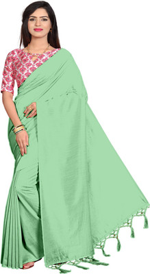 Gitu Fashions Solid/Plain Bollywood Art Silk Saree(Light Green)