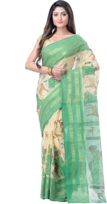TANTLOOM Printed Bollywood Handloom Pure Cotton Saree(Multicolor)