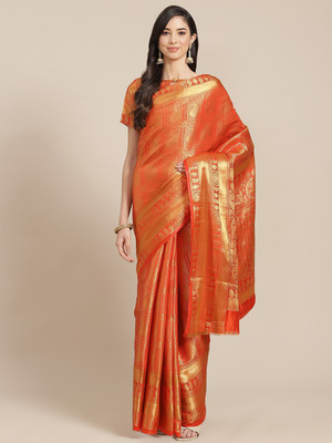 Divastri Woven Banarasi Cotton Silk Saree(Red)