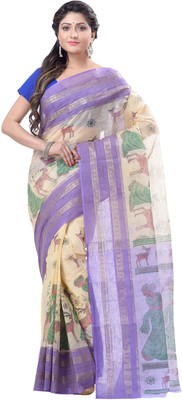 TANTLOOM Printed Bollywood Handloom Pure Cotton Saree(Multicolor)