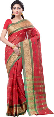 TANTLOOM Woven Handloom Handloom Pure Cotton Saree(Red)