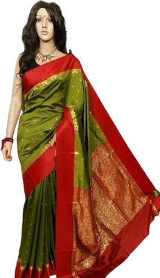 Ansari Fabrics Woven Kanjivaram Art Silk Saree(Multicolor)