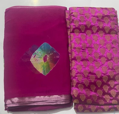 JustEthnic Printed Bollywood Chiffon Saree(Magenta)