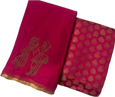 Durga Emporio Woven Bollywood Chiffon Saree(Pink)