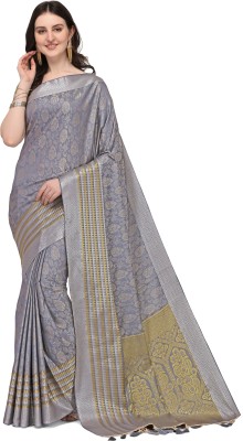 COSBILA FASHION Woven Banarasi Pure Silk Saree(Grey)