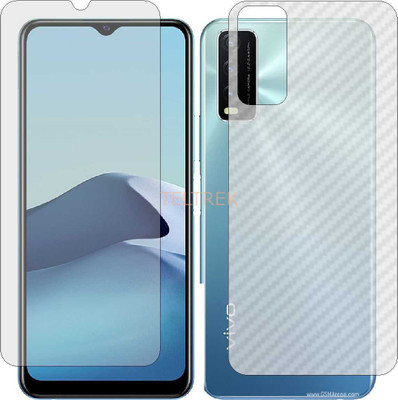 TELTREK Front and Back Screen Guard for VIVO Y20S G V2038 (Front Matte Finish & Back 3d Carbon Fiber)(Pack of 2)