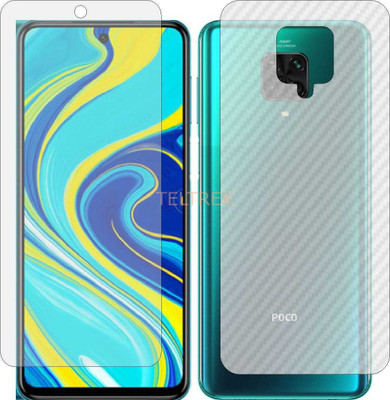 TELTREK Front and Back Screen Guard for MI POCO M2 PRO (Front Matte Finish & Back 3d Carbon Fiber)(Pack of 2)