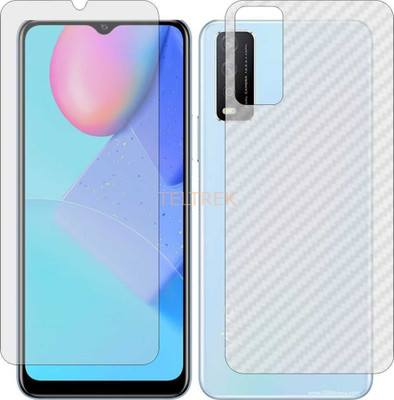 TELTREK Front and Back Screen Guard for VIVO Y12A V2102 (Front Matte Finish & Back 3d Carbon Fiber)(Pack of 2)