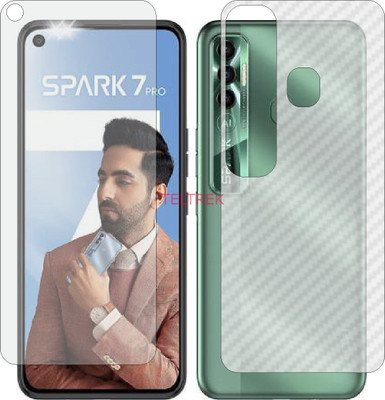 TELTREK Front and Back Screen Guard for TECNO SPARK 7 PRO KF8 (Front Matte Finish & Back 3d Carbon Fiber)(Pack of 2)