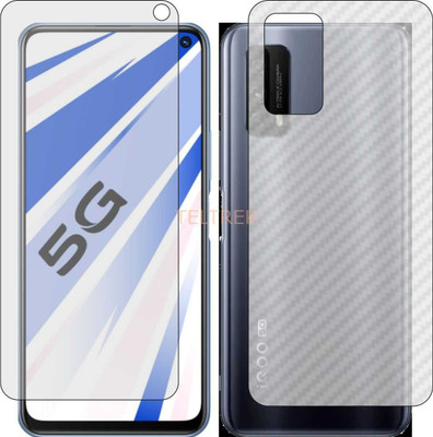 TELTREK Front and Back Screen Guard for VIVO IQOO Z1X 5G V2012A (Front Matte Finish & Back 3d Carbon Fiber)(Pack of 2)