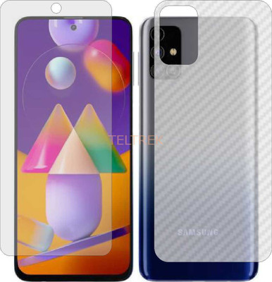 TELTREK Front and Back Screen Guard for SAMSUNG GALAXY M31S (Front Matte Finish & Back 3d Carbon Fiber)(Pack of 2)