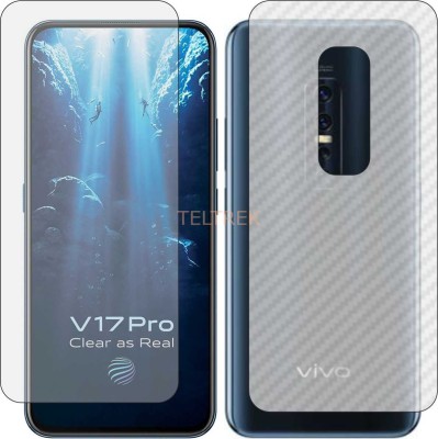 TELTREK Front and Back Screen Guard for VIVO V17 PRO (Front Matte Finish & Back 3d Carbon Fiber)(Pack of 2)