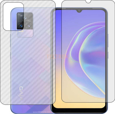 TELTREK Front and Back Screen Guard for VIVO V21E V2061 (Front Matte Finish & Back 3d Carbon Fiber)(Pack of 2)