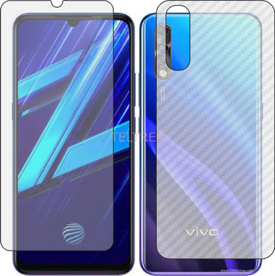 TELTREK Front and Back Screen Guard for VIVO Z1 X (Front Matte Finish & Back 3d Carbon Fiber)(Pack of 2)