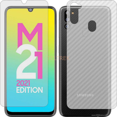 TELTREK Front and Back Screen Guard for SAMSUNG GALAXY M21 2021 (Front Matte Finish & Back 3d Carbon Fiber)(Pack of 2)