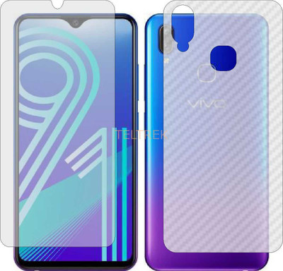 TELTREK Front and Back Screen Guard for VIVO 1816 Y91 (Front Matte Finish & Back 3d Carbon Fiber)(Pack of 2)