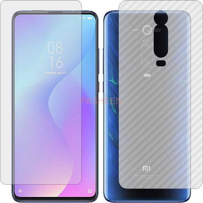 Fasheen Front and Back Tempered Glass for MI 9T (Front Matte Finish & Back 3d Carbon Fiber)(Pack of 2)