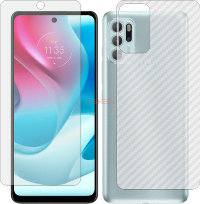 Fasheen Front and Back Tempered Glass for MOTOROLA MOTO G60S (Front Matte Finish & Back 3d Carbon Fiber)(Pack of 2)