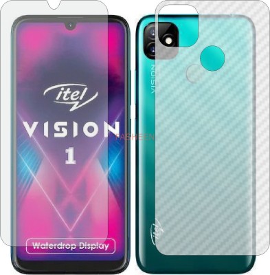 Fasheen Front and Back Tempered Glass for ITEL VISION ONE (Front Matte Finish & Back 3d Carbon Fiber)(Pack of 2)