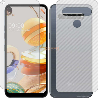 Fasheen Front and Back Tempered Glass for LG K61 (Front Matte Finish & Back 3d Carbon Fiber)(Pack of 2)