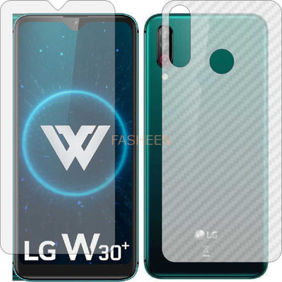 Fasheen Front and Back Tempered Glass for LG W30 PLUS (Front Matte Finish & Back 3d Carbon Fiber)(Pack of 2)