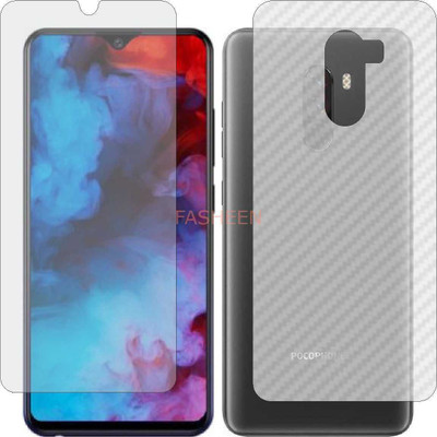 Fasheen Front and Back Tempered Glass for MI REDMI POCO F1 LITE (Front Matte Finish & Back 3d Carbon Fiber)(Pack of 2)