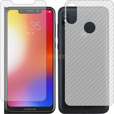Fasheen Front and Back Tempered Glass for MOTOROLA MOTO P30 PLAY (Front Matte Finish & Back 3d Carbon Fiber)(Pack of 2)