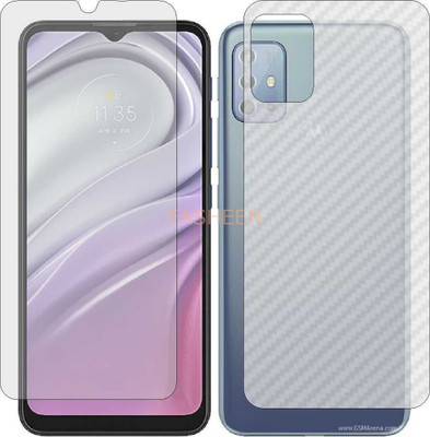 Fasheen Front and Back Tempered Glass for MOTOROLA MOTO G20 (Front Matte Finish & Back 3d Carbon Fiber)(Pack of 2)