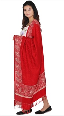 BE SWADESHI Polyester Wool Blend Woven Women Shawl(Red)