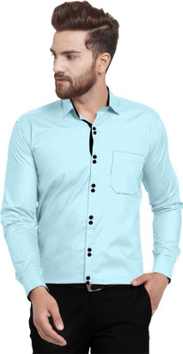 Clusy Men Solid Casual Light Blue Shirt