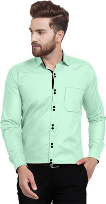 Clusy Men Solid Casual Light Green Shirt