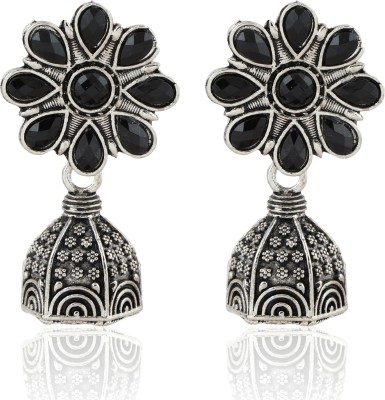 KP FASHION NaariPearls Oxidised Silver Plated Minimal Jhumkis Alloy Jhumki Earring