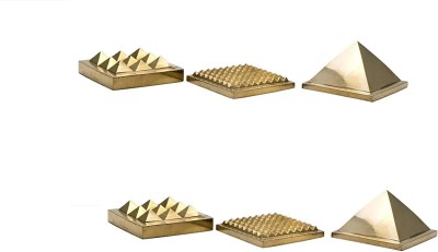 AIR9999 Set Of 2 Brass Multi Layer Vastu Correction Pyramids Decorative Showpiece  -  2 cm(Brass, Gold)