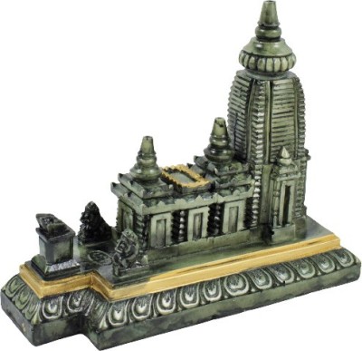 Real Craft Jagannath Temple Odisha Handicraft Stone Dust Miniature Model of Lord Jagannath Temple for Showpiece, Home Decor, Gift Decorative Showpiece  -  15 cm(Ceramic, Dark Green)