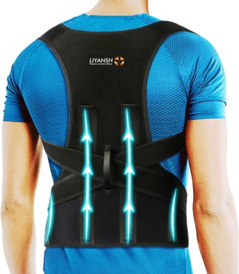 LIYANSH Posture corrector belt for men and women for back pain Back Support(Black)