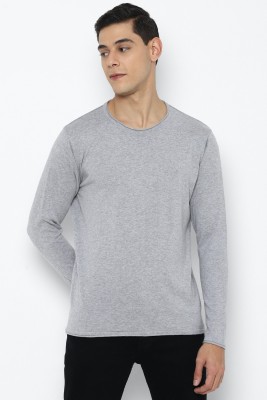 Allen Solly Self Design Round Neck Casual Men Grey Sweater