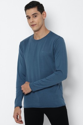 Allen Solly Solid Round Neck Casual Men Blue Sweater