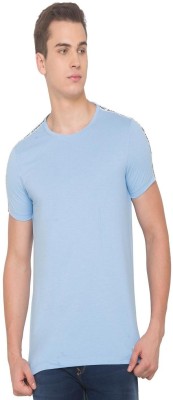 Spykar Solid Men Round Neck Blue T-Shirt