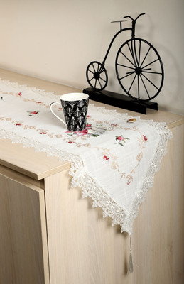 MONKDECOR White 178 cm Table Runner(Satin)