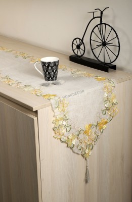 TANLOOMS Yellow, White 178 cm Table Runner(Cotton)