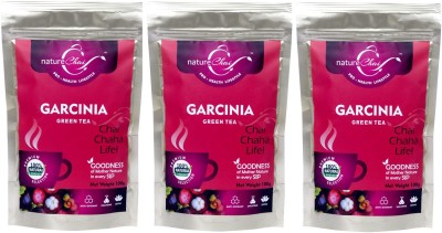 Nature Chai Garcinia Green Tea Pure & Light Loose Green Tea Leaves 100gx3 (Total 300g)Pack, All Natural Flavour, Zero Calories - Improves Metabolism & Reduces Waist In Zip Pack Garcinia Tea Pouch(3 x 100 g)