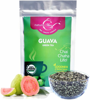 Nature Chai Guava Green Tea Pure & Light Loose Green Tea Leaves 100gx3 (Total 300g)Pack, All Natural Flavour, Zero Calories - Improves Metabolism & Reduces Waist In Zip Pack Guava Tea Pouch(3 x 100 g)