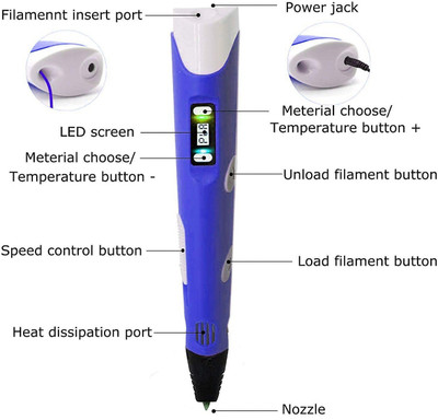 Sai Store 3D Pen Second Generation for Kids/Adult/Children with 3m FREE Filament + 30 m extra Filament 3D Printer Pen (Royal Blue) 3D Printer Pen