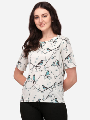 Prettify Casual Printed Women White Top