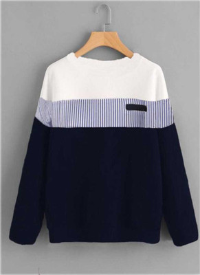 GIRLS SHOPPIE Casual Color Block Women White, Blue Top