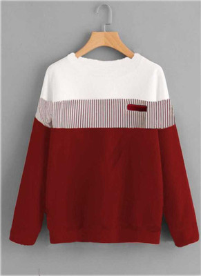 GIRLS SHOPPIE Casual Color Block Women White, Maroon Top