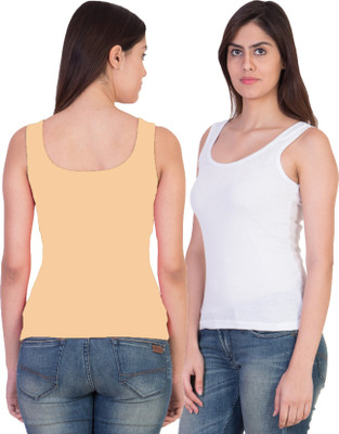 17.Hills Casual Solid Women White, Yellow Top