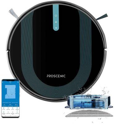 Proscenic 850T Wi-Fi Connected Robot Vacuum Cleaner, Works with Alexa & Google Home, 3-in-1 Mopping, Self-Charging with 3000Pa Strong Suction on Carpets and Hard Floors, Boundary Strip for no-go line Robotic Floor Cleaner with 2 in 1 Mopping and Vacuum, Swappable Battery (Google Assistant and Alexa)
