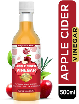 OrganicVison Apple Cider Vinegar with Mother, Unflavoured Vinegar for Fat Loss Vinegar(0.5 L)