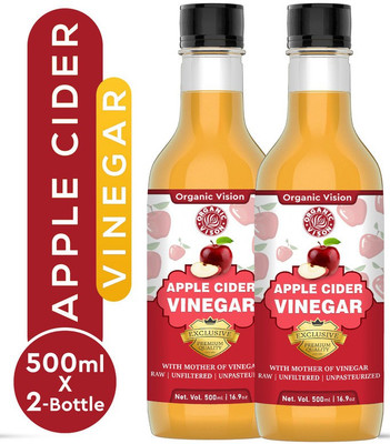 Organic Vision Premium Apple Cider Vinegar 500ml X 2 for Weight Loss with Mother,Unfiltered Vinegar(2 x 500 ml)